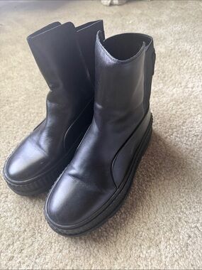 Black Fenty Puma Leather Ankle Boots